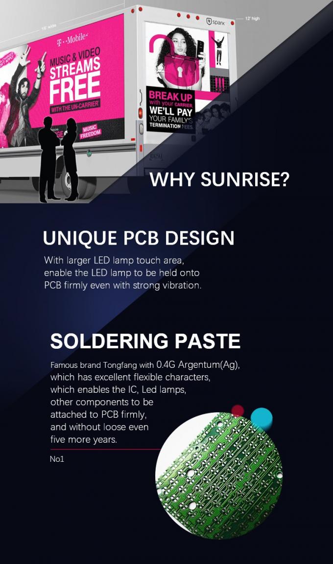 ตารางป้ายดิจิตอลกลางแจ้ง โทรศัพท์มือถือรถบรรทุกจอ LED สีเต็ม P4.8 P6 P8 2