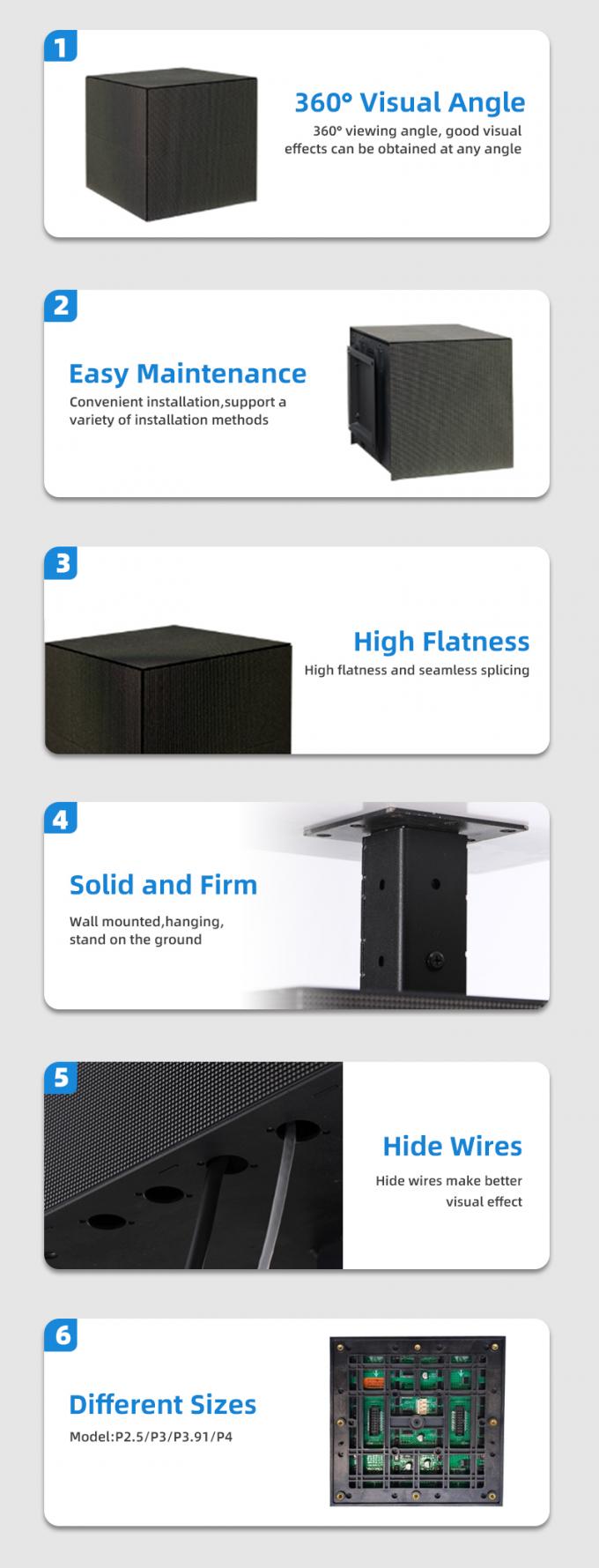 ช่องจอ LED P2.5 P3 P4mm ปรับแต่งร้านค้าปลีก โฆษณาช่องจอ LED 6