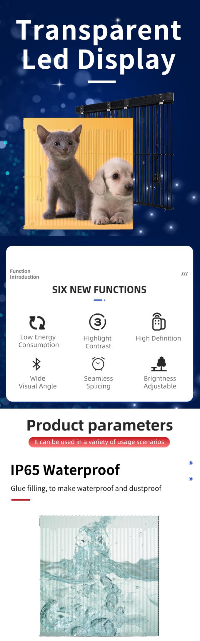 หน้าจอ LED ใส หน้าจอกระจกใส หน้าจอ LED ใส ผนังวิดีโอ โฟกสติก พานีล ความสว่างสูงจอ LED 0