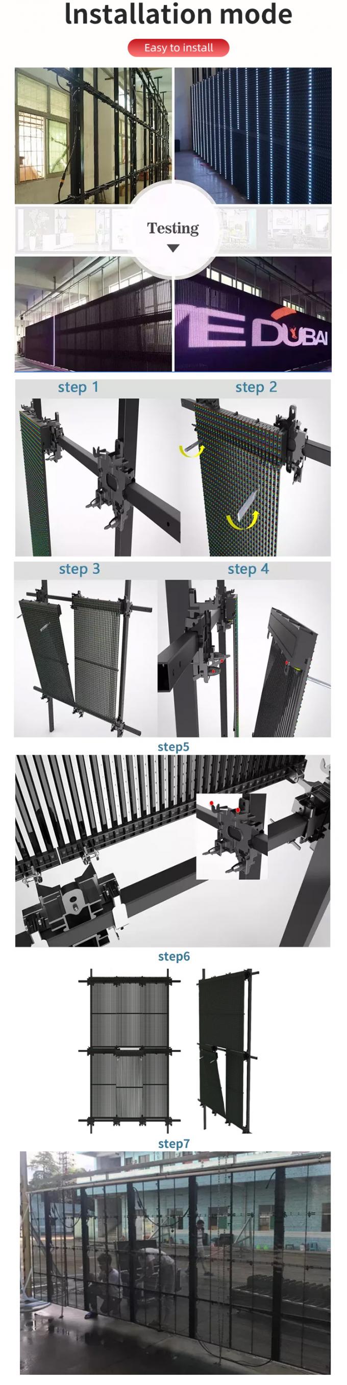 หน้าจอ LED ใส หน้าจอกระจกใส หน้าจอ LED ใส ผนังวิดีโอ โฟกสติก พานีล ความสว่างสูงจอ LED 4