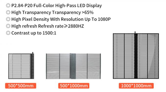 3.91-7.82mm Pixel Pitch Transparent LED Display Screen ด้วยความโปร่งใส 75% สําหรับระยะทางการดู 5-100m 7