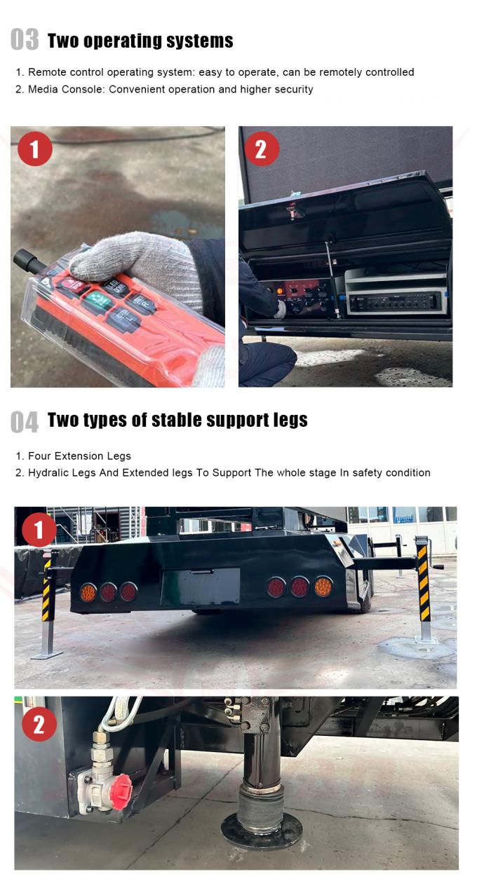 รถพ่วงป้ายโฆษณา LED กลางแจ้ง P4 แผงโซลาร์เซลล์ รถพ่วงโฆษณา จอแสดงผล LED ความละเอียดสูง 4