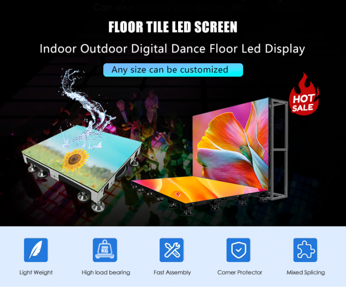 3D Stage Dance Floor Panel Display สัมผัส LED Floor Tile Screen P2.6 P2.97 P3.91 สกรีน LED 0