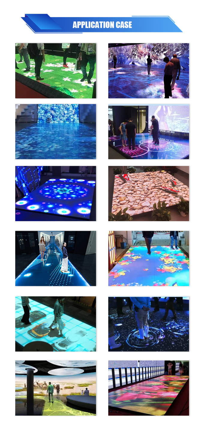 3D Stage Dance Floor Panel Display สัมผัส LED Floor Tile Screen P2.6 P2.97 P3.91 สกรีน LED 6