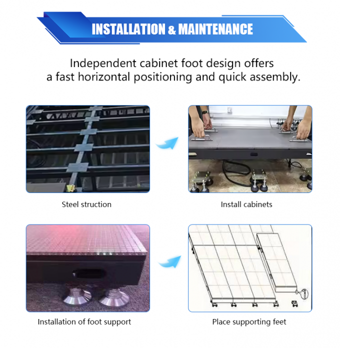3D Stage Dance Floor Panel Display สัมผัส LED Floor Tile Screen P2.6 P2.97 P3.91 สกรีน LED 9